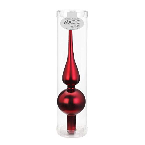 Inge-glas Christbaumspitzen 26cm | Weihnachtsbaumspitzen matt glänzend Baumspitze Spitze Christbaumschmuck (Chianti rot matt) von Inge-glas