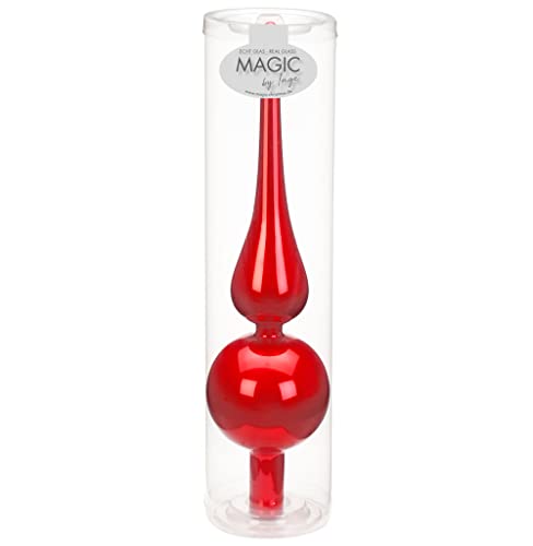 Inge-glas Christbaumspitzen 26cm | Weihnachtsbaumspitzen matt glänzend Baumspitze Spitze Christbaumschmuck (Ruby Red rot Opal) von Inge-glas
