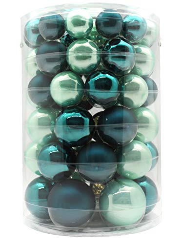 Inge-glas Kugeldose 60tlg Weihnachtskugeln Kugelbox Farben Baumschmuck Kugeln (Green Emerald, 60-Teilig) von Inge-glas