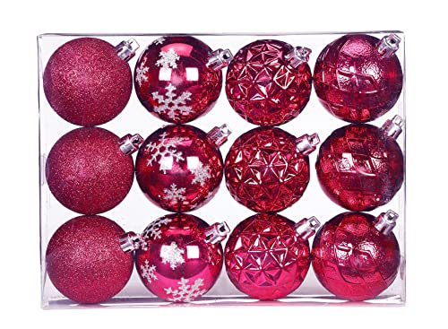 Inge-glas Weihnachtskugeln Dekorierte Kugeln Kunststoff 6cm 12er Set pink Berry Kiss von Inge-glas