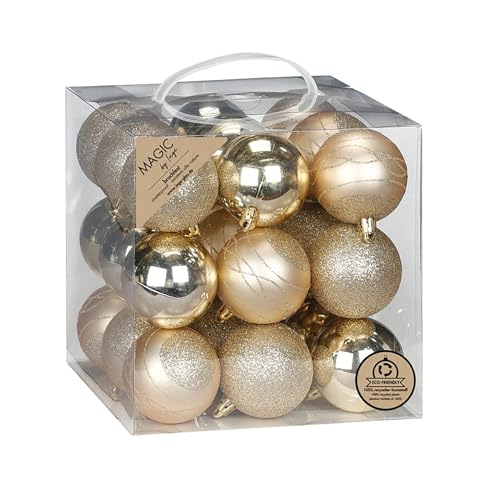 Inge-glas Weihnachtskugeln Kunststoff 6cm 27er Set - bruchsicher & mit Glitzer - Christbaumkugeln für Weihnachtsbaum - Weihnachtsbaumkugeln & Christbaumschmuck zu Weihnachten Champagner - Creamy Gold Inge-glas Weihnachtskugeln Kunststoff 6cm 27er Set - bruchsicher & mit Glitzer - Christbaumkugeln für Weihnachtsbaum - Weihnachtsbaumkugeln & Christbaumschmuck zu Weihnachten Champagner - Creamy Gold von Inge-glas