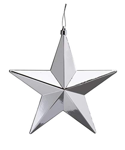 Inge-glas Weihnachtskugeln XXL Kunststoff Kugel Sterne 15cm 20cm & 30cm groß (Stern 20cm Silber) von Inge-glas