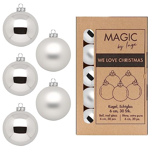 Kugel Frosty Silver - WE Love Christmas - Magic by Inge - 30 Stück / 6cm von Inge-glas