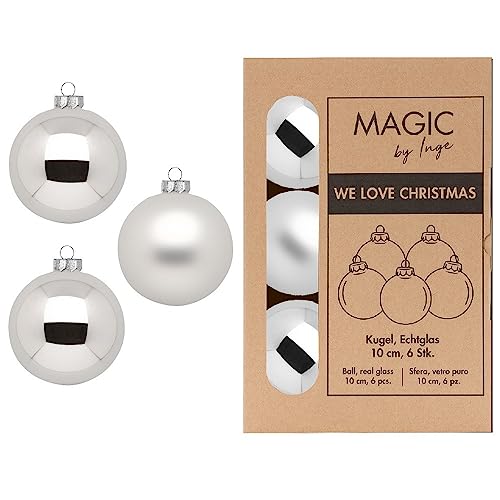 Kugel Frosty Silver - WE Love Christmas - Magic by Inge - 6 Stück / 10cm von Inge-glas