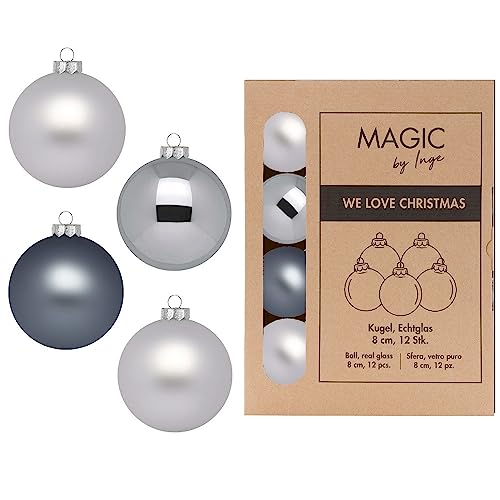 Kugel Hazy Grey - WE Love Christmas - Magic by Inge - 12 Stück / 8cm von Inge-glas