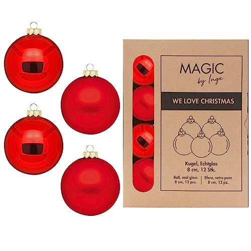 Kugel Merry Red - WE Love Christmas - Magic by Inge - 12 Stück / 8cm von Inge-glas