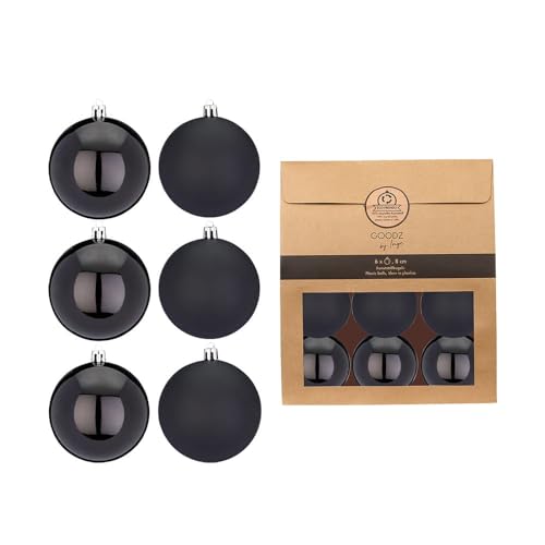 Kunststoff Weihnachtskugeln | Set mit 13 Kugeln 6cm | Christbaumschmuck Weihnachtsschmuck bruchfest (schwarz) von Inge-glas