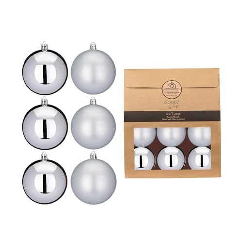 Kunststoff Weihnachtskugeln | Set mit 13 Kugeln 6cm | Christbaumschmuck Weihnachtsschmuck bruchfest (Silber) von Inge-glas