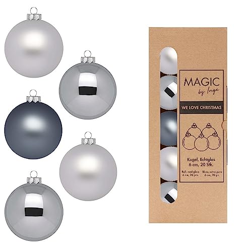 Weihnachtsbaumkugeln-Inge Glas-Grau-Mix-Hazy Grey-6cm-20 Stück von Inge-glas