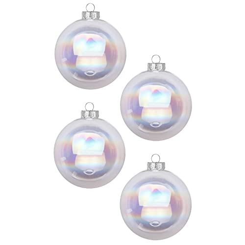 Weihnachtskugeln 12 STK 8cm | Schöne Christbaumkugeln aus Glas | Große Kugeln in Karton-Box | Christbaumschmuck Weihnachtsbaumschmuck Weihnachtsbaumkugeln (Irisierend | Durchsichtig Seifenblasen) von Inge-glas