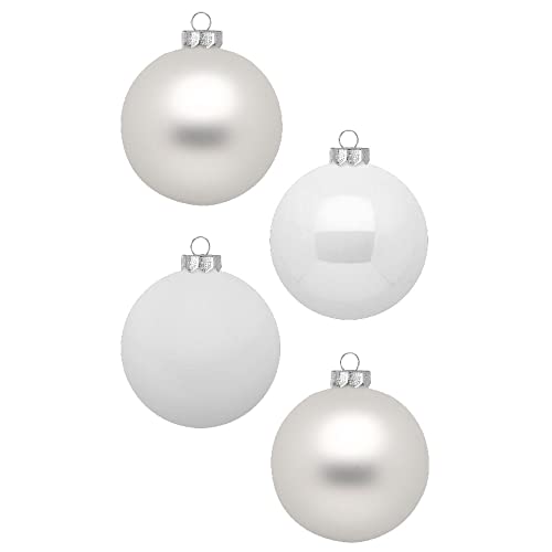 Weihnachtskugeln 12 STK 8cm | Schöne Christbaumkugeln aus Glas | Große Kugeln in Karton-Box | Christbaumschmuck Weihnachtsbaumschmuck Weihnachtsbaumkugeln (Just White | Weiß Glanz Matt) von Inge-glas