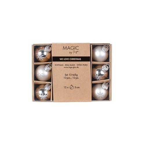 Weihnachtskugeln Glas 3cm 12 Stück - Glitzer Schneeflocken Motiv - Mini Christbaumkugeln Weihnachtsbaumkugeln für Weihnachten - Christbaumschmuck & Weihnachtsbaumschmuck - Frosty Silver Weihnachtskugeln Glas 3cm 12 Stück - Glitzer Schneeflocken Motiv - Mini Christbaumkugeln Weihnachtsbaumkugeln für Weihnachten - Christbaumschmuck & Weihnachtsbaumschmuck - Frosty Silver von Inge-glas