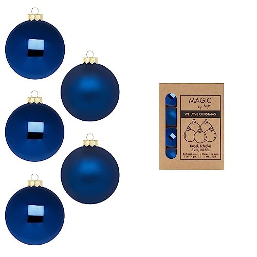 Weihnachtskugeln Glas 3cm x 24 Stück in Kartonbox Christbaumkugeln klein Midnight Blue von Inge-glas