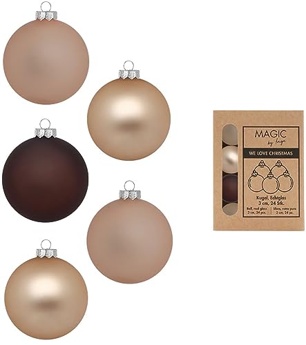 Weihnachtskugeln Glas 3cm x 24 Stück in Kartonbox Christbaumkugeln klein beige braun matt matt Calm Grove Weihnachtskugeln Glas 3cm x 24 Stück in Kartonbox Christbaumkugeln klein beige braun matt matt Calm Grove von Inge-glas