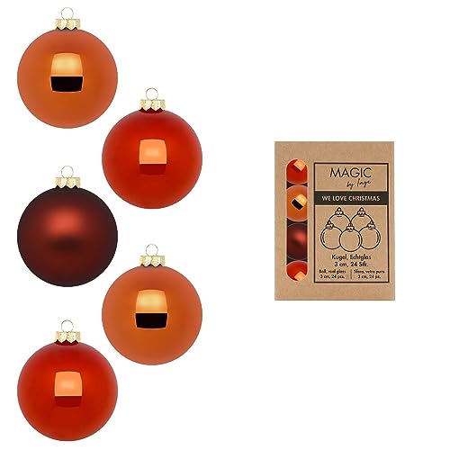Weihnachtskugeln Glas 3cm x 24 Stück in Kartonbox Christbaumkugeln klein kupferbraun Glowing Amber von Inge-glas