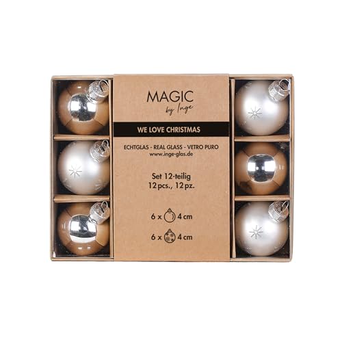Weihnachtskugeln Glas 4cm 12 Stück - Glitzer mit Motiv - Christbaumkugeln Weihnachtsbaumkugeln für Weihnachten - Christbaumschmuck & Weihnachtsbaumschmuck Silber Mix - Frosty Silver Weihnachtskugeln Glas 4cm 12 Stück - Glitzer mit Motiv - Christbaumkugeln Weihnachtsbaumkugeln für Weihnachten - Christbaumschmuck & Weihnachtsbaumschmuck Silber Mix - Frosty Silver von Inge-glas