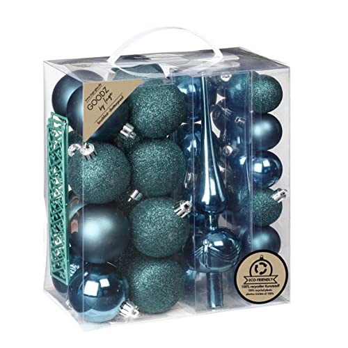 Weihnachtskugeln Kunststoff 4cm-6cm 39er Set mit Christbaumspitze Christbaumkugeln (Emerald) von Inge-glas