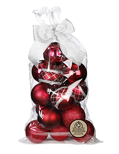 Weihnachtskugeln Kunststoff 6cm x 16 Stück Set mit Motiv Glitzer Christbaumkugeln (Berry Kiss) von Inge-glas