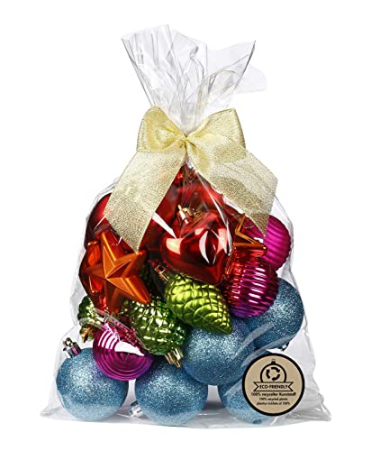 Weihnachtskugeln und Formen Kunststoff 5-7cm 30er Set mit Glitzer Christbaumkugeln Mille Fiori von Inge-glas
