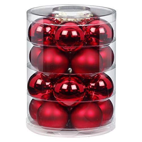 Inge Glas Magic 20 Weihnachtskugeln Ochsenblut | Christbaumkugeln in rot Glanz & matt | Christbaumschmuck aus echtem Glas von Inge-glas