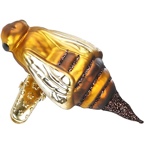Christbaumschmuck Christbaumhänger Inge-Glas mit Sternenkrönchen, handbemalt und mundgeblasen, Biene, 8 cm von Ingeglas