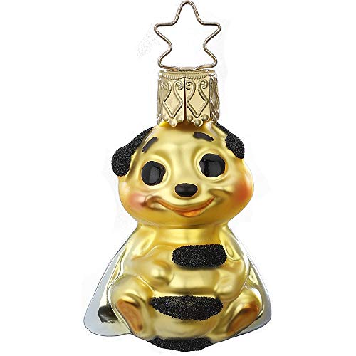 Christbaumschmuck Glas 5.5cm Biene mundgeblasen handbemalt Weihnachtskugeln gelb von Inge-glas