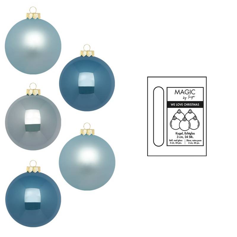 Kugel 3cm in Farbe Elysian Blue (24 Stück/Box) von Inges Christmas Decor