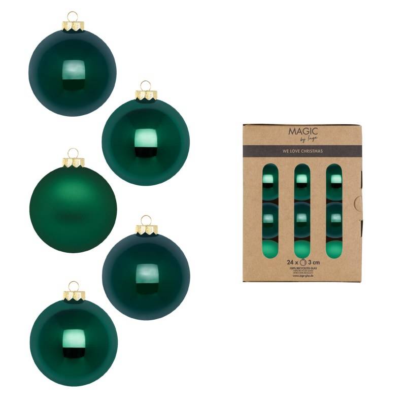 Kugel 3cm in Farbe Fir Green (24 Stück/Box) von Inges Christmas Decor