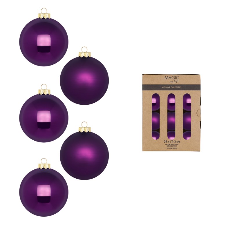 Kugel 3cm in Farbe Purple Symphony (24 Stück/Box) von Inges Christmas Decor