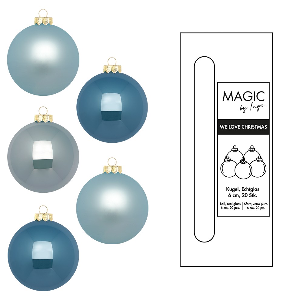 Kugel 6cm in Farbe Elysian Blue (20 Stück/Box) von Inges Christmas Decor
