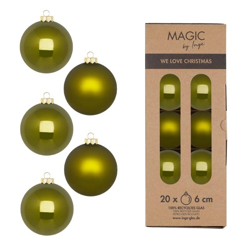 Kugel 6cm in Farbe Green Olives (20 Stück/Box) von Inges Christmas Decor