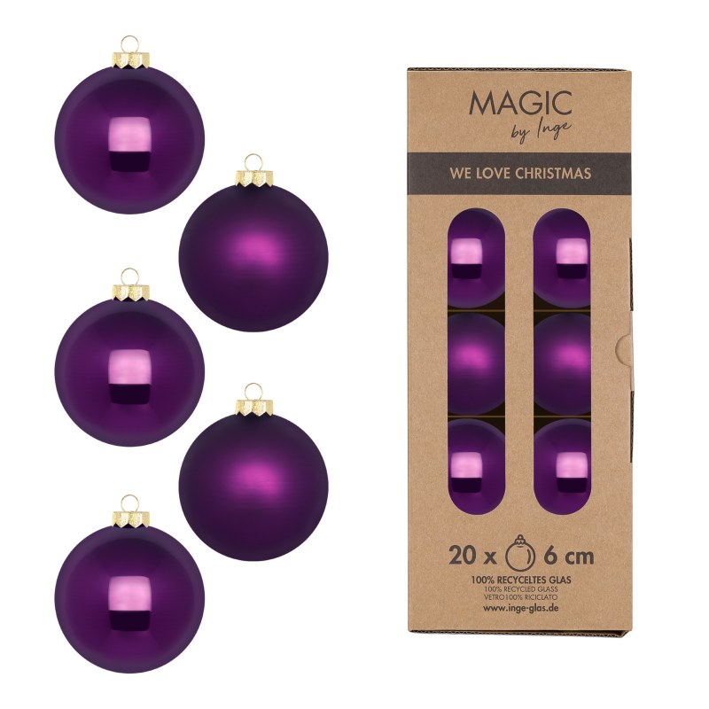 Kugel 6cm in Farbe Purple Symphony (20 Stück/Box) von Inges Christmas Decor