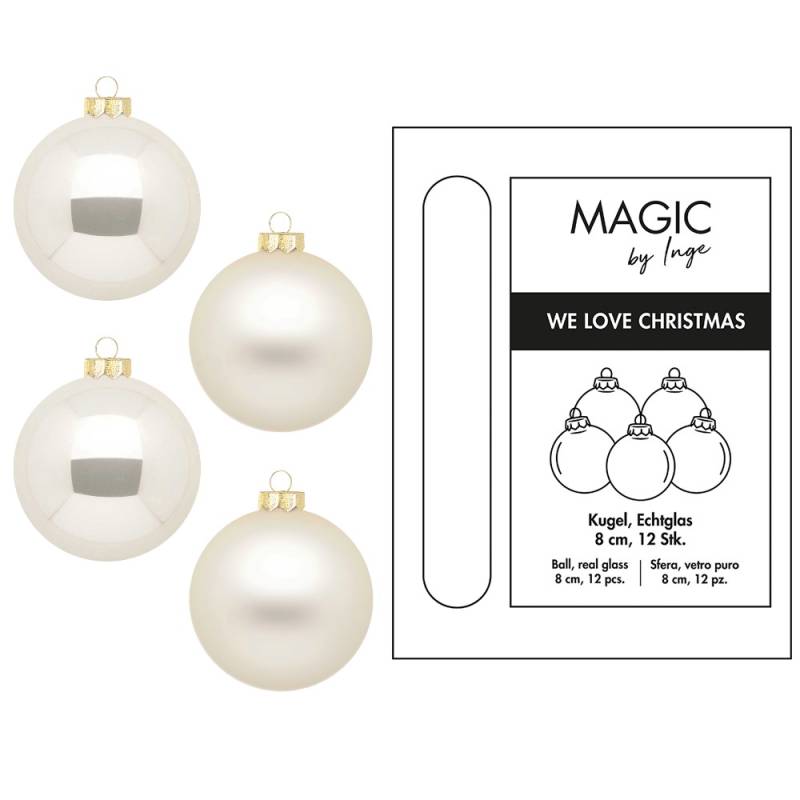 Kugel 8cm in Farbe Champagne (12 Stück/Box) von Inges Christmas Decor