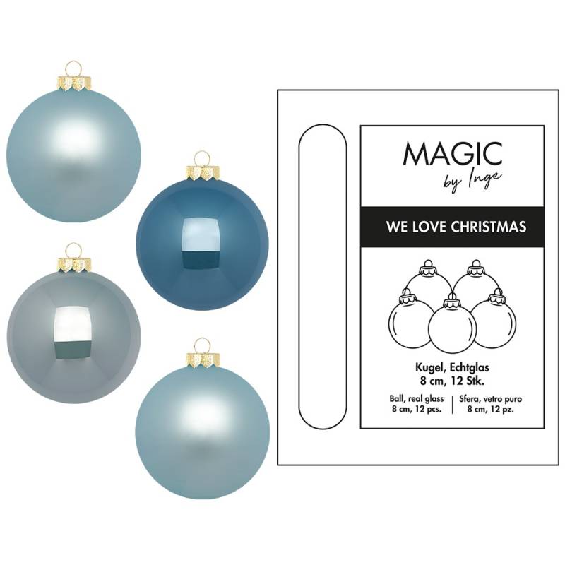 Kugel 8cm in Farbe Elysian Blue (12 Stück/Box) von Inges Christmas Decor