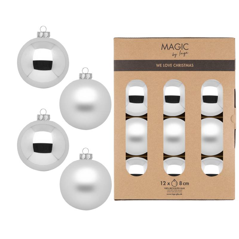 Kugel 8cm in Farbe Frosty Silver () von Inges Christmas Decor