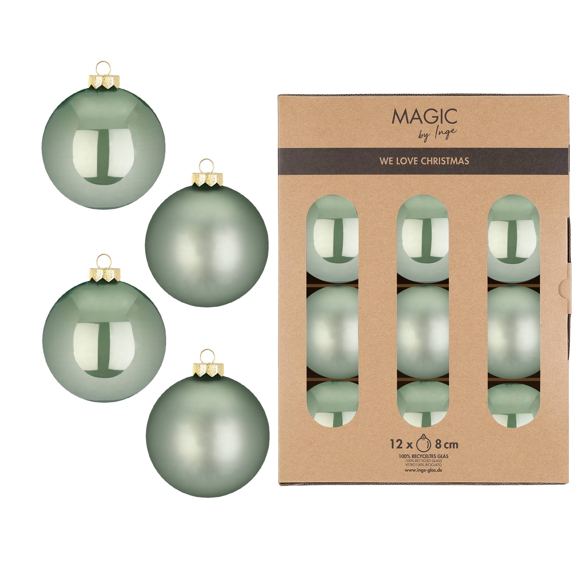Kugel 8cm in Farbe Mild Sage () von Inges Christmas Decor