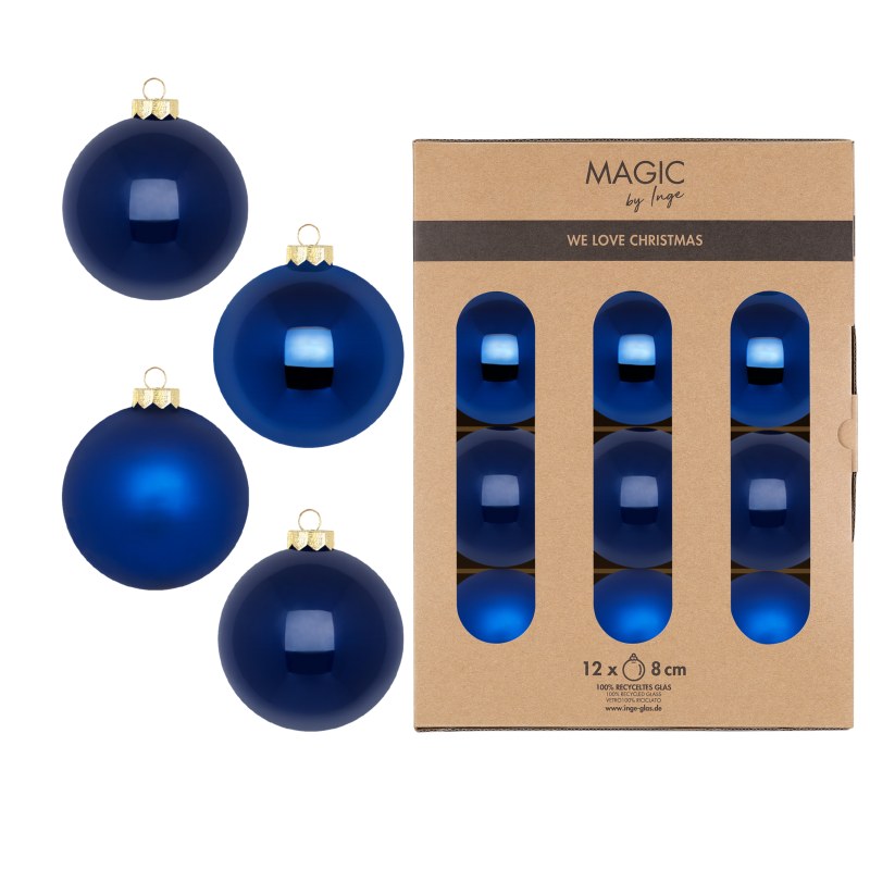Kugel 8cm in Farbe Royal Blue (12 Stück/Box) von Inges Christmas Decor
