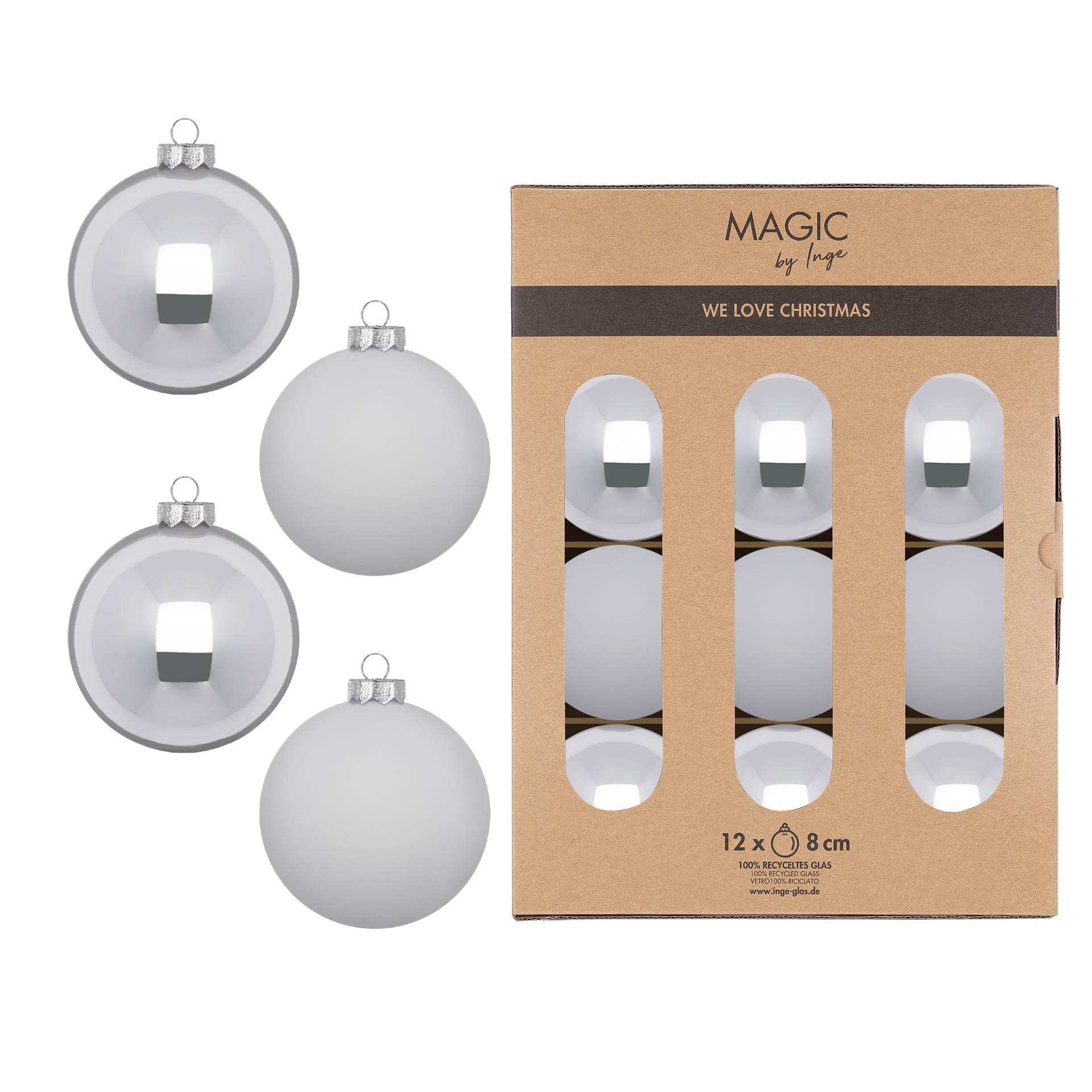 Kugel 8cm in Farbe Snowy Clouds () von Inges Christmas Decor