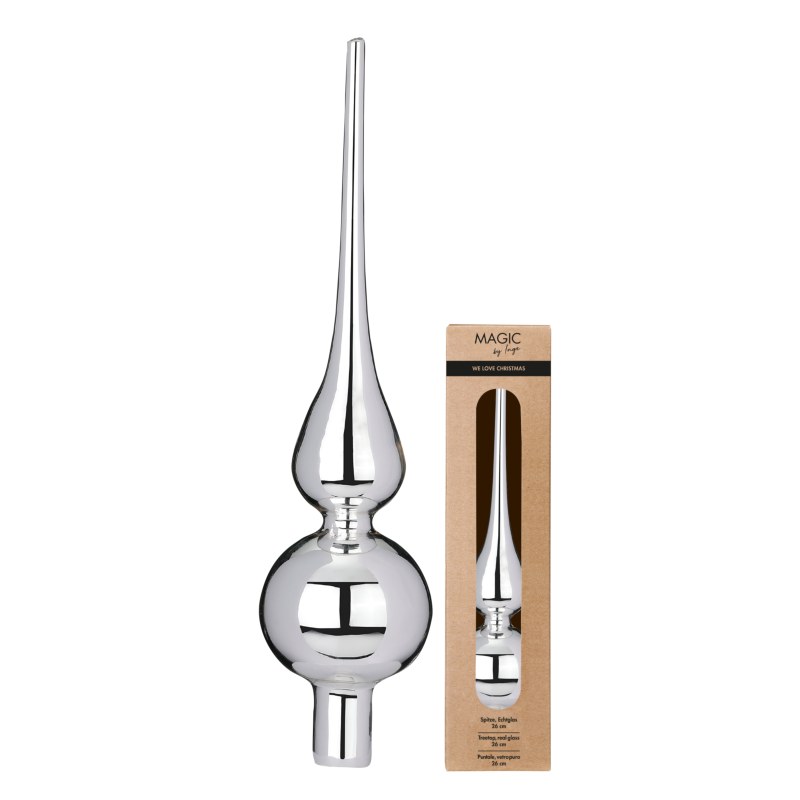 Spitze 26cm in Farbe Shiny Silver (1 Stück/Box) von Inges Christmas Decor