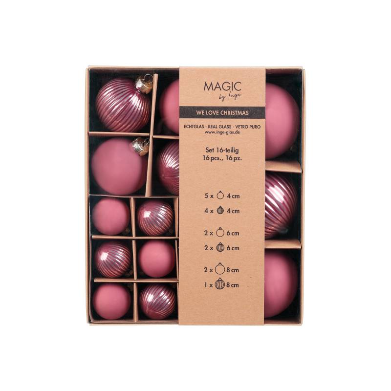 Strukturkugeln 4, 6 u. 8 cm in Farbe Dusty Rose () von Inges Christmas Decor