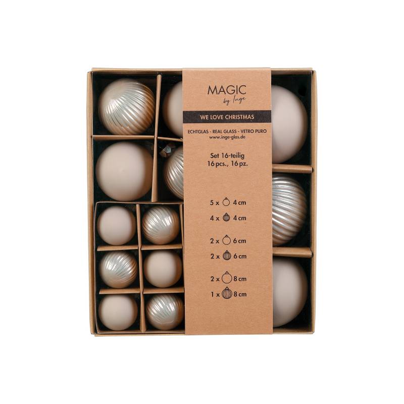 Strukturkugeln 4, 6 u. 8 cm in Farbe Fine Alabaster () von Inges Christmas Decor