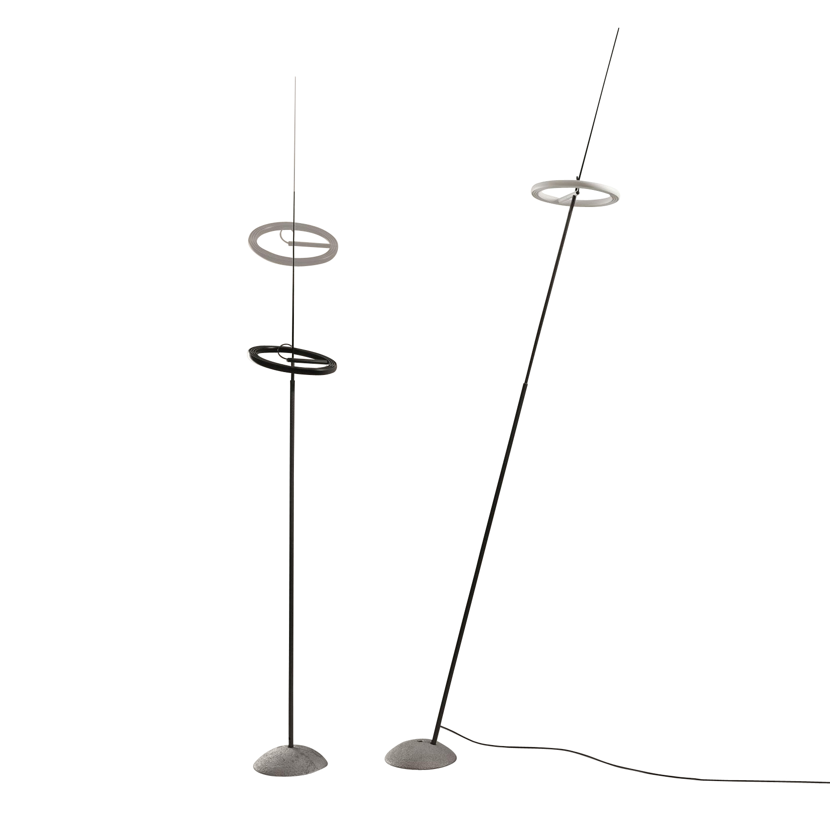 Ingo Maurer - Ringelpiez LED Stehleuchte - schwarz/Gestell Kohlefaser/H 150-200cm/3000 lm/2700 K/CRI 95 von Ingo Maurer