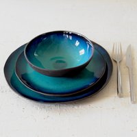 Keramik Teller Set, 3 Stück Blau von IngridDebardCeramics