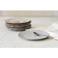 Weiße Cremefarbene Keramik Dessertteller 4Er Set von IngridDebardCeramics
