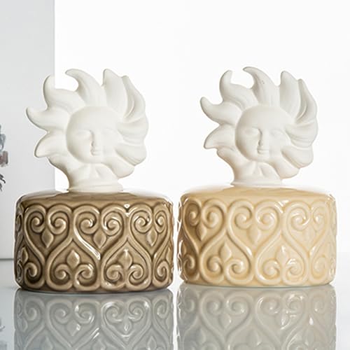Duftspender aus Porzellan mit Deckel aus Gips mit Sonne, sortiert in 2 Varianten, Box inklusive, Gastgeschenk für Hochzeit von Ingrosso e Risparmio