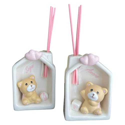Ingrosso e Risparmio Gastgeschenk Taufe Mädchen 1 Stück Duftspender Bär mit Herzen Harz Details Rosa Mädchen Geburt Weiblich Günstig elegant von Ingrosso e Risparmio