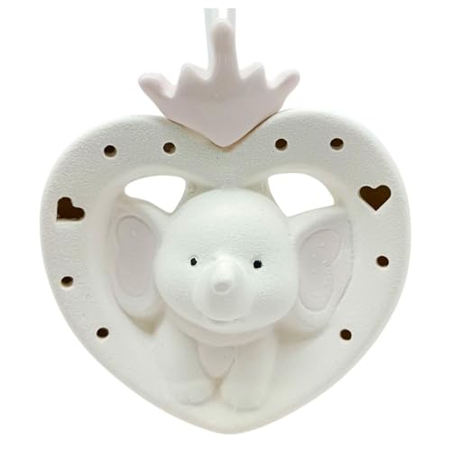 Ingrosso e Risparmio Gastgeschenk Taufe Mädchen 1 Stück LED Lampe Herz mit Elefant Krone Duftspender Harz Details Rose Mädchen Geburt Weiblich Günstig elegant von Ingrosso e Risparmio