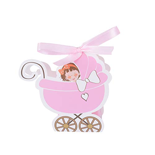 Ingrosso e Risparmio Set mit 20 Schachteln in Form eines Kinderwagens mit rosa Details zur Geburt eines Mädchens von Ingrosso e Risparmio