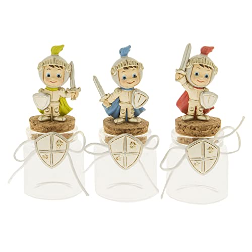 Ingrosso e Risparmio Set mit 6 Dosen mit Figuren aus Harz, mittelalterlicher Ritter mit Schild und Schwert – originelle und preiswerte Gastgeschenke von Ingrosso e Risparmio