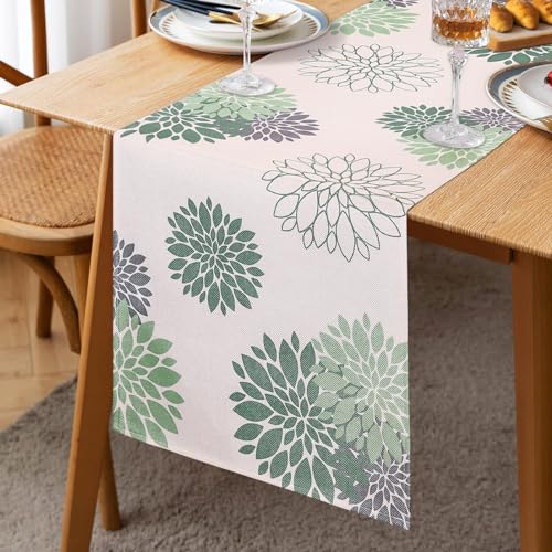 Tischläufer Grün Grau Leinen Dahlie Blume Modern Attraktiv Bauernhaus Blumentisch Mitte Dekor Frühling Sommer Tischläufer für Wohnzimmer Home Essparty Eingang Terrasse 33x183cm Tischläufer Grün Grau Leinen Dahlie Blume Modern Attraktiv Bauernhaus Blumentisch Mitte Dekor Frühling Sommer Tischläufer für Wohnzimmer Home Essparty Eingang Terrasse 33x183cm von Inhobbok